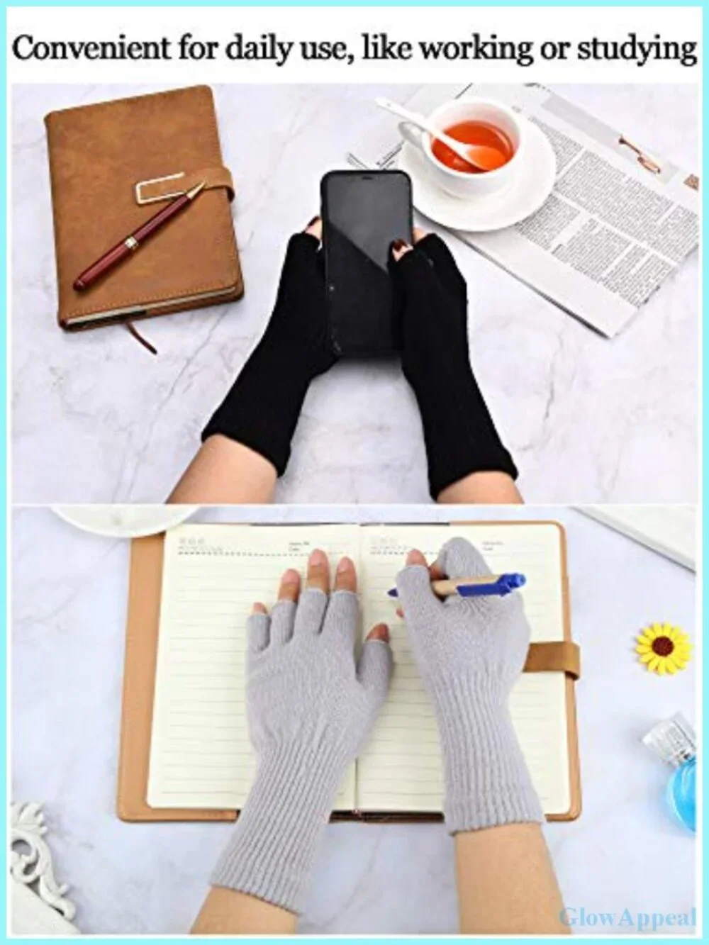 Fingerless Winter Gloves 4/6/9 Pairs Knit Typing Half Finger Long Cuff Warm